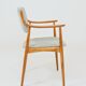 Vintage Scandinavian Armchair Woven Fabric turquoise and white