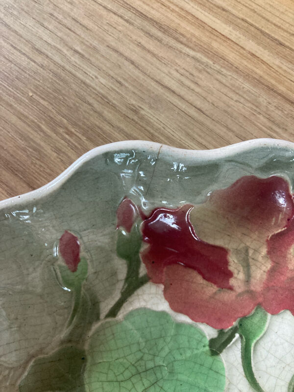 Plat et vinaigrier fleurs de pavots