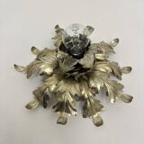 Hollywood regency leaf flower ceiling light flush mount , 1970s