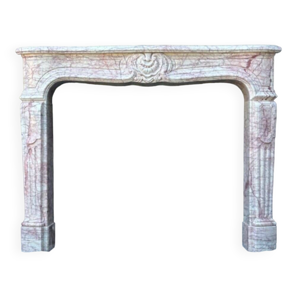 Cheminée De Style Louis XV En Marbre Rose, Vers 1980