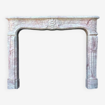 Louis XV Style Fireplace In Pink Marble, Circa 1980