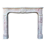 Louis XV Style Fireplace In Pink Marble, Circa 1980