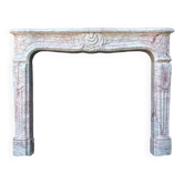 Louis XV Style Fireplace In Pink Marble, Circa 1980
