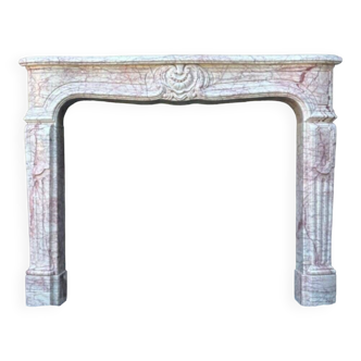 Louis XV Style Fireplace In Pink Marble, Circa 1980