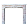 Louis XV Style Fireplace In Pink Marble, Circa 1980