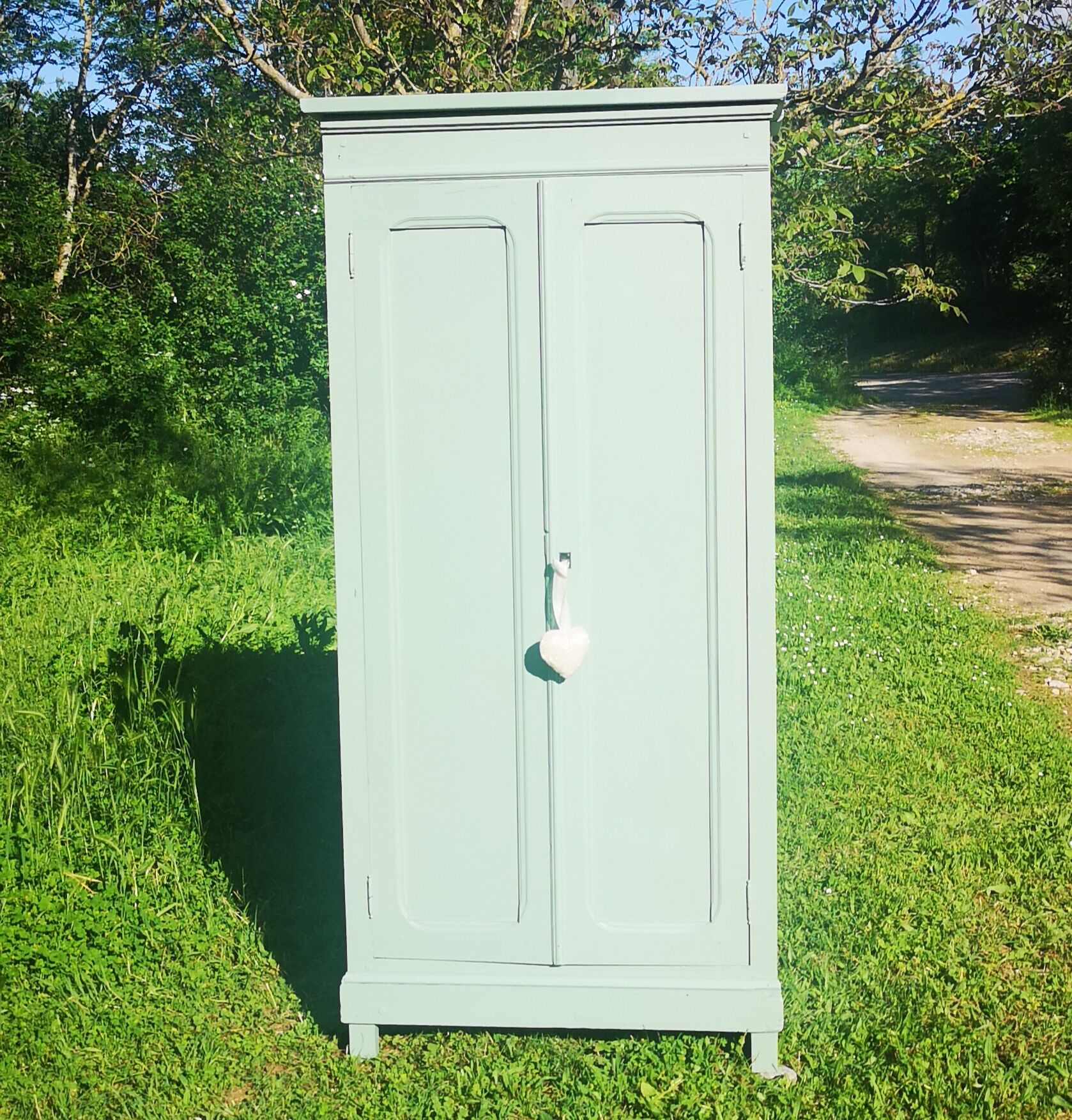 Parisian wardrobe in vintage green wood