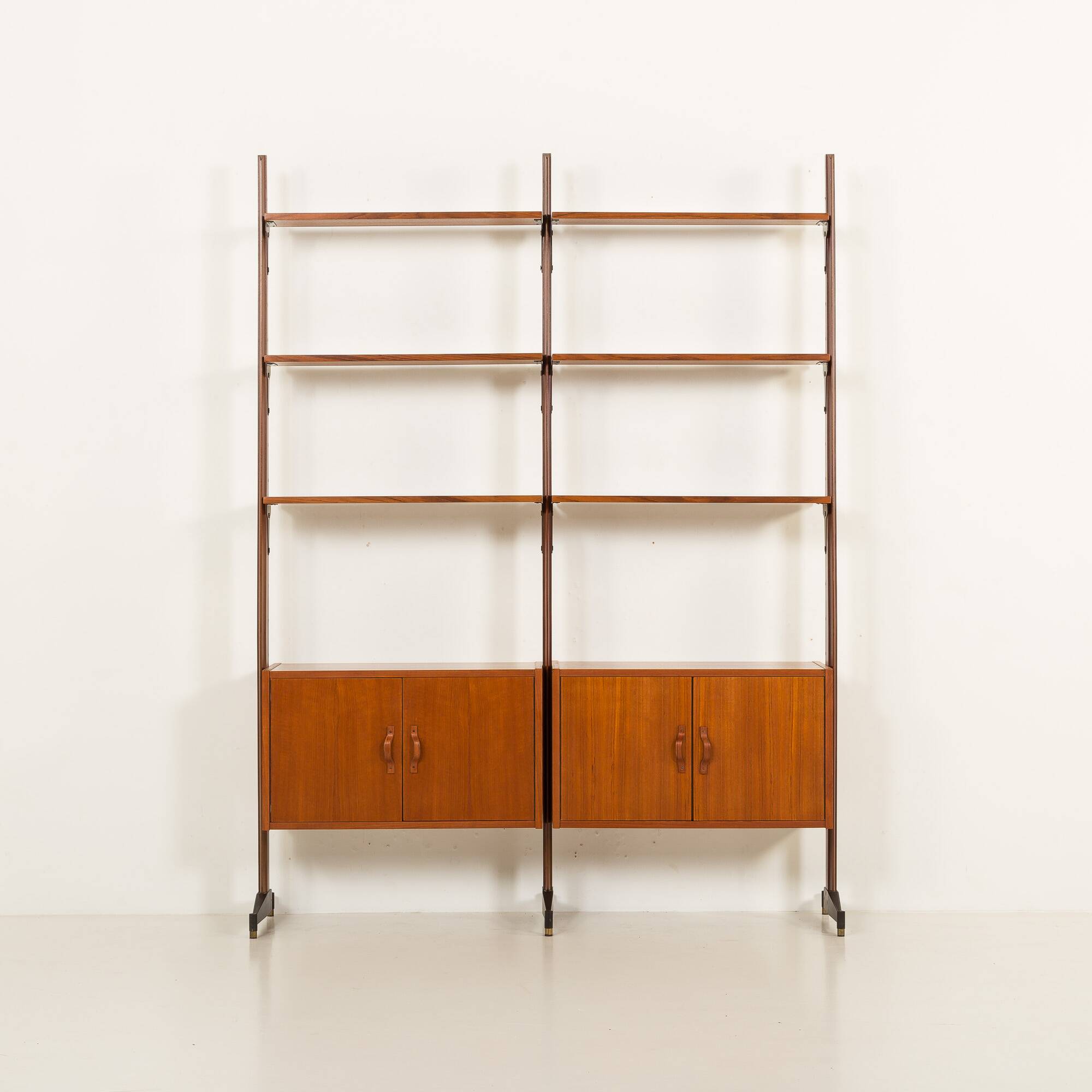 Italian free standing wall unit in teak, 1960s