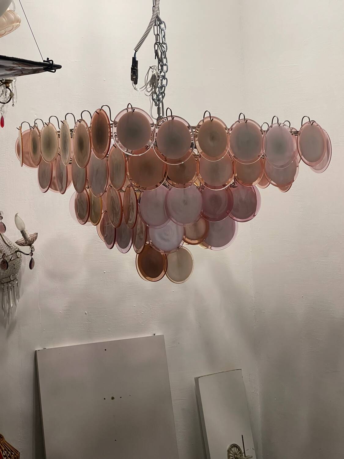 Large Murano Glass Disc Chandelier 1980’s