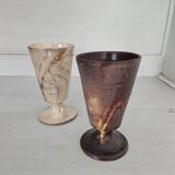 Pair of glazed stoneware mazagrans - Vintage, 1970s