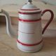 Red and white enamelled metal coffee maker