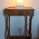 Lyre bedside table, cherry wood, 1960s.