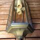 Old Brass Lantern Wall Lamp with Mirrored Background + Vintage Glass Plates