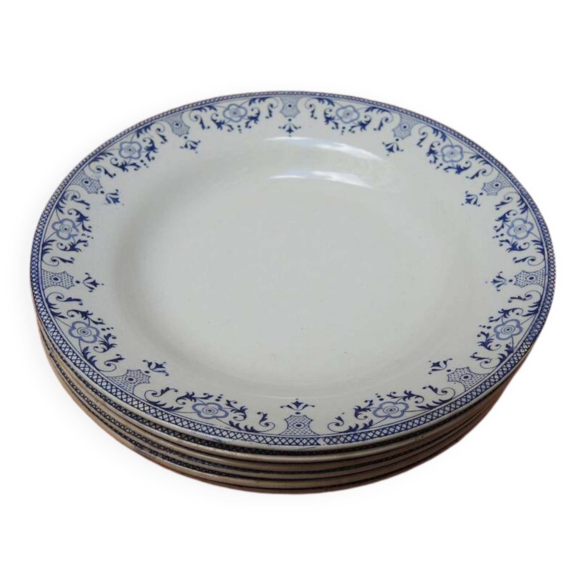 6 Old Creil & Montereau Soup Plates - Lavallière