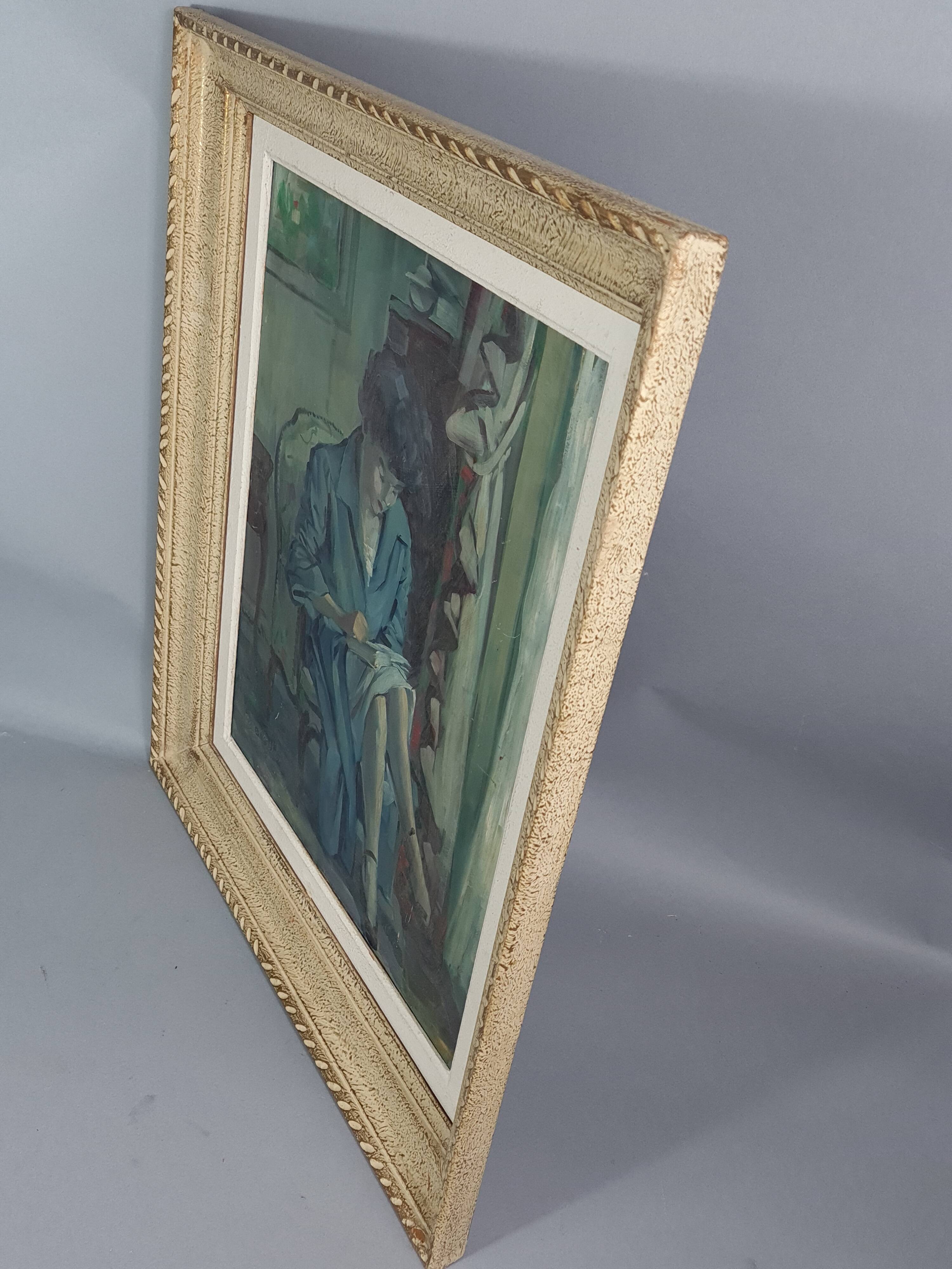 Oil on panel Young woman reading Signed Roger Alluin dated 28/2/38