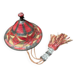 Chapeau en osier et cuir