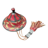 Wicker and leather hat