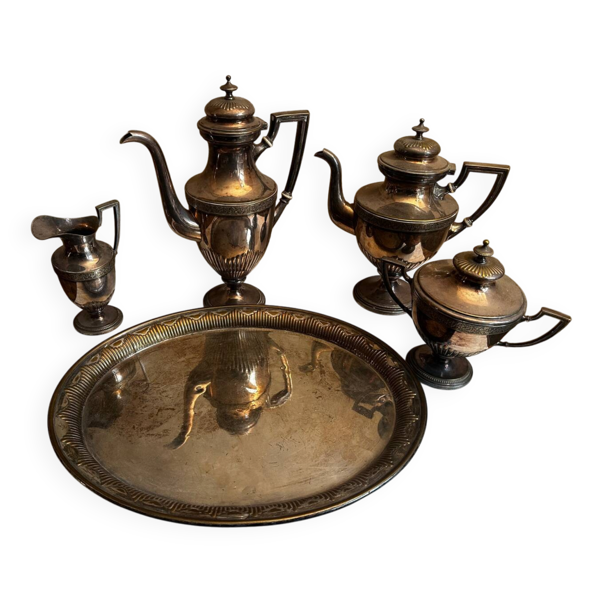 WMF antique silver-plated tea and coffee service AS Alpacca + tray – deb