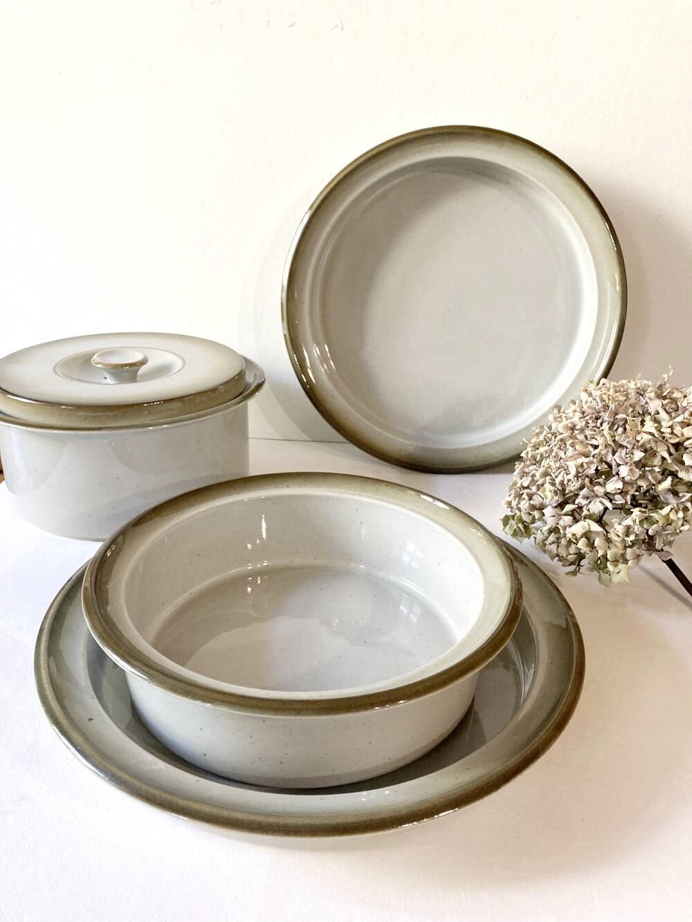 Rectangular stoneware dish, high-fired, Brenne pottery, 1970s-80s