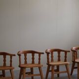 Set of 4 modern Norwegian armchairs by Krogenæs, solid pine, 1950s.