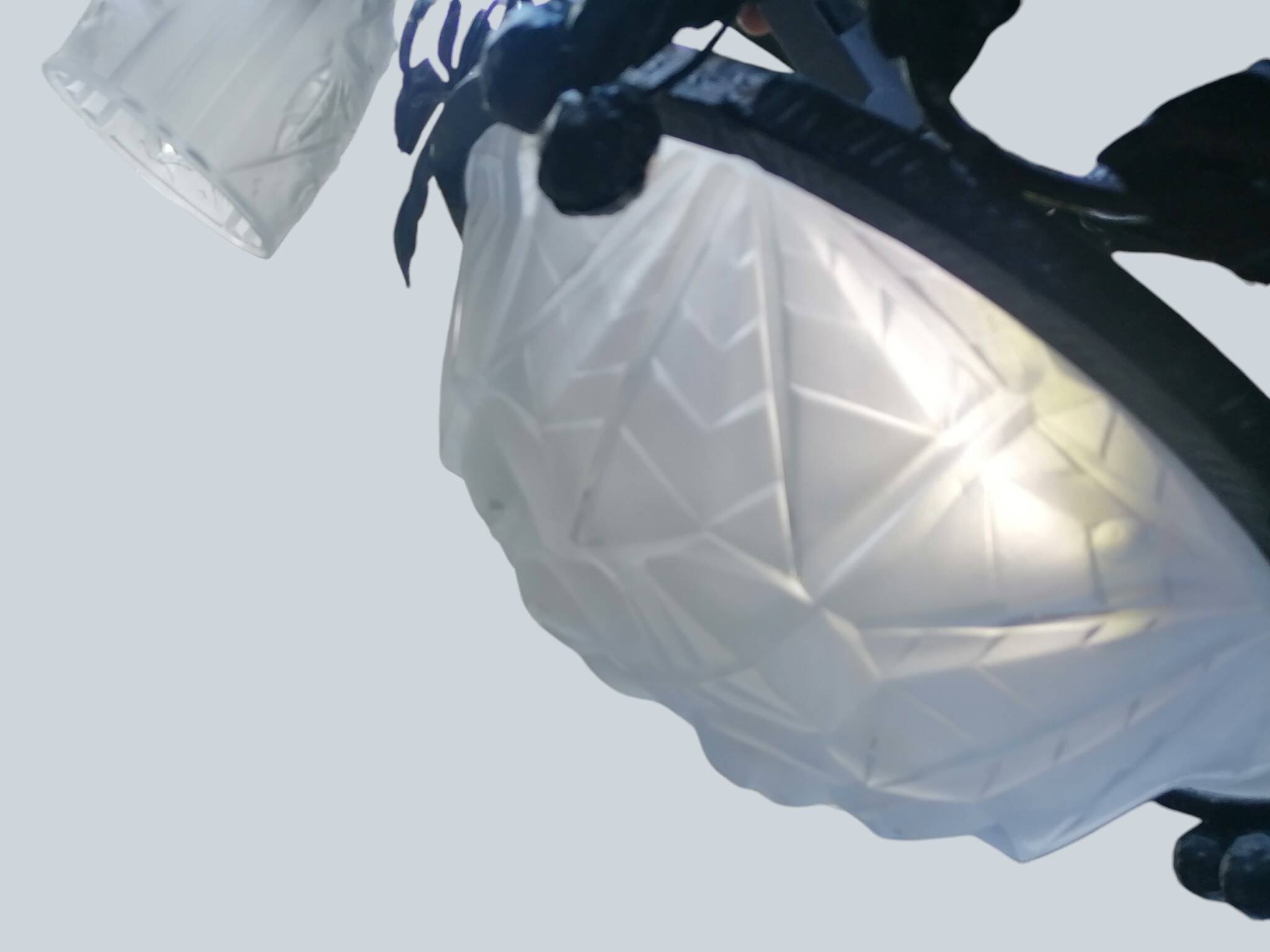 Wrought iron and art deco glass chandelier - Degué Workshops