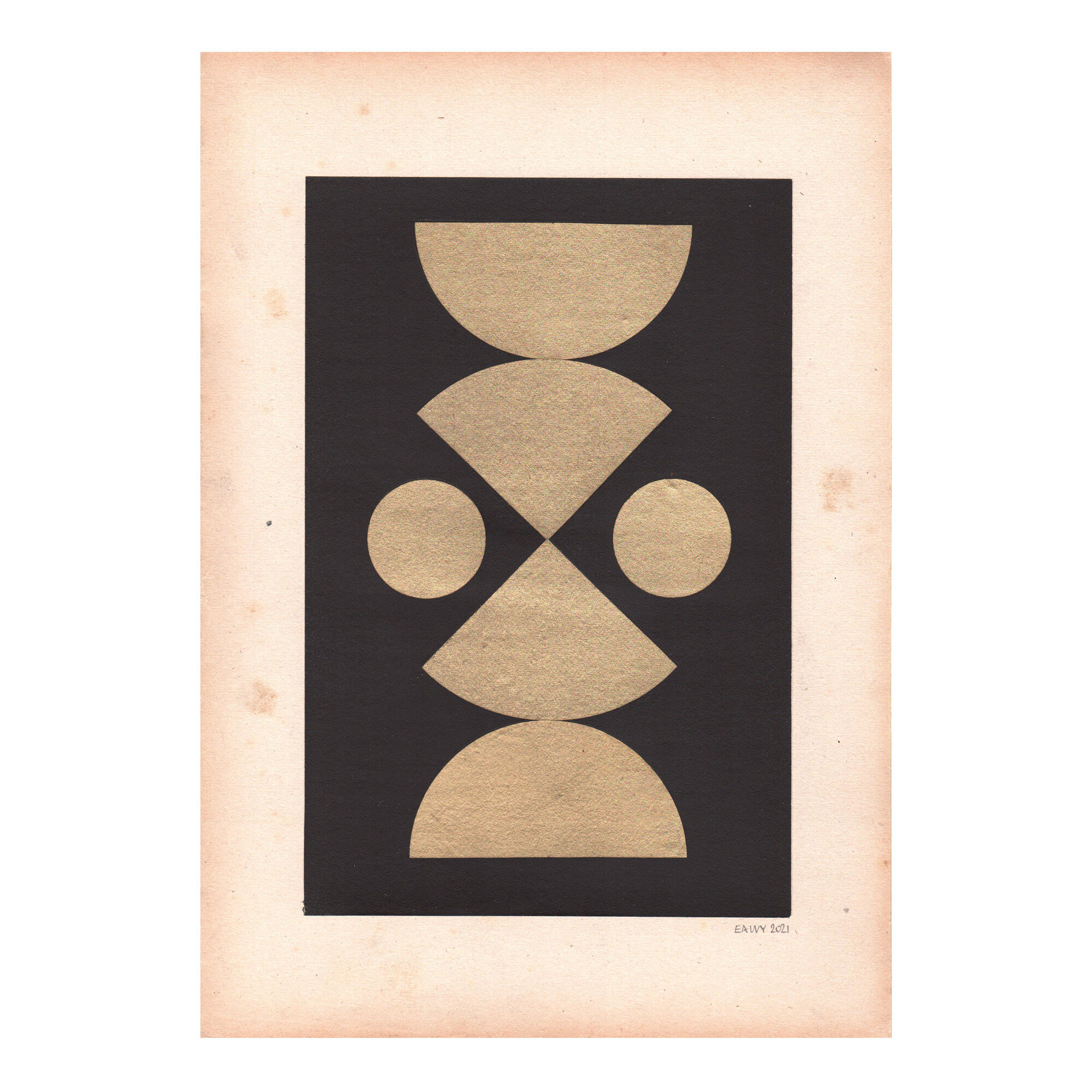 Collage on antique paper • C445 • Signed Eawy