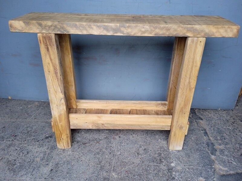 Brutalist console solid wood