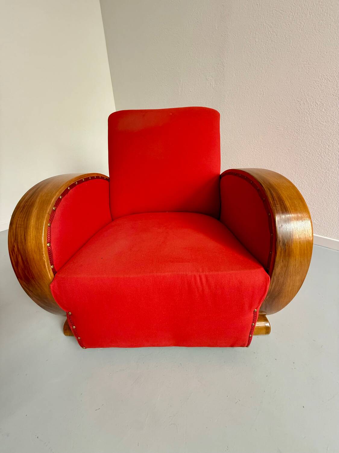 2 anciens fauteuils club art déco années 30 structure bois courbé