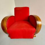 2 anciens fauteuils club art déco années 30 structure bois courbé