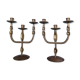 Pair of brutalist bronze candle holders