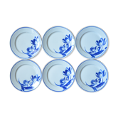 Lot de 6 assiettes Badonviller tulipes bleues