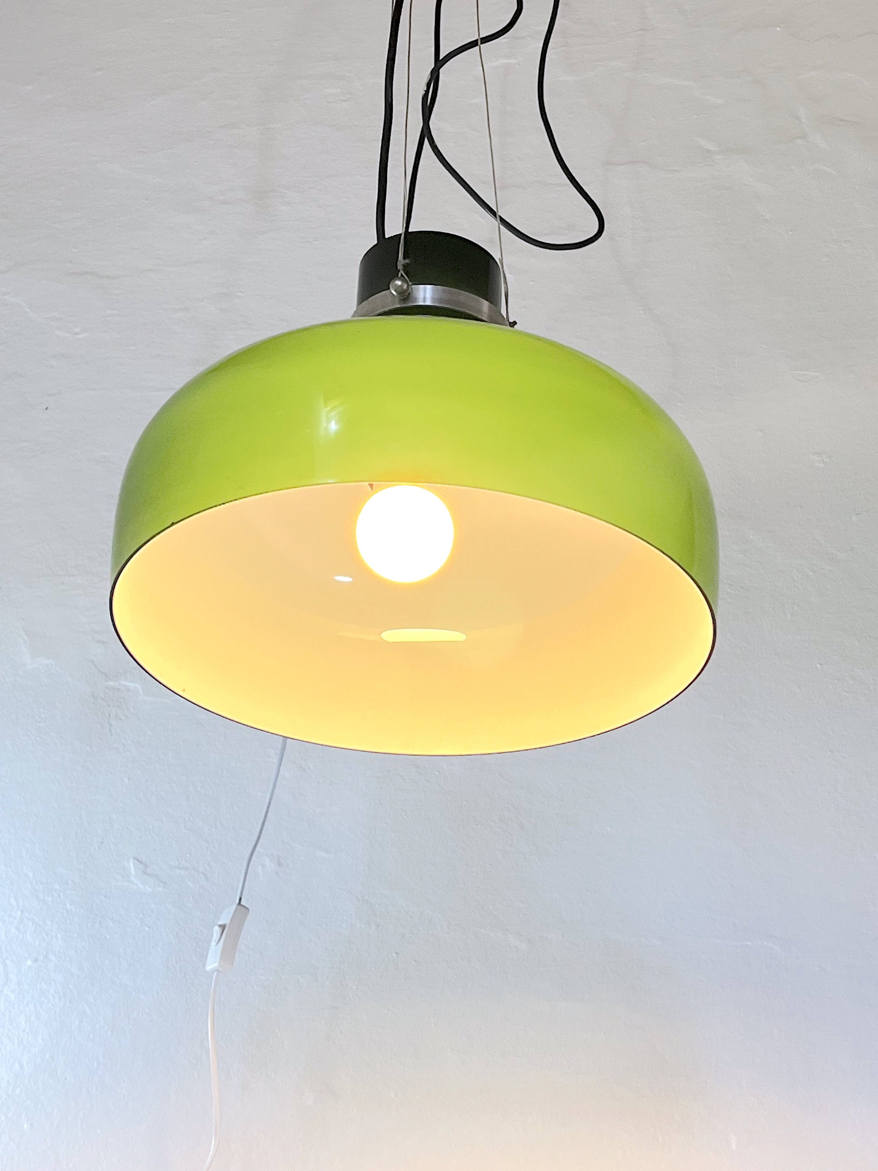 Green and white Murano pendant light, Italy 1970s