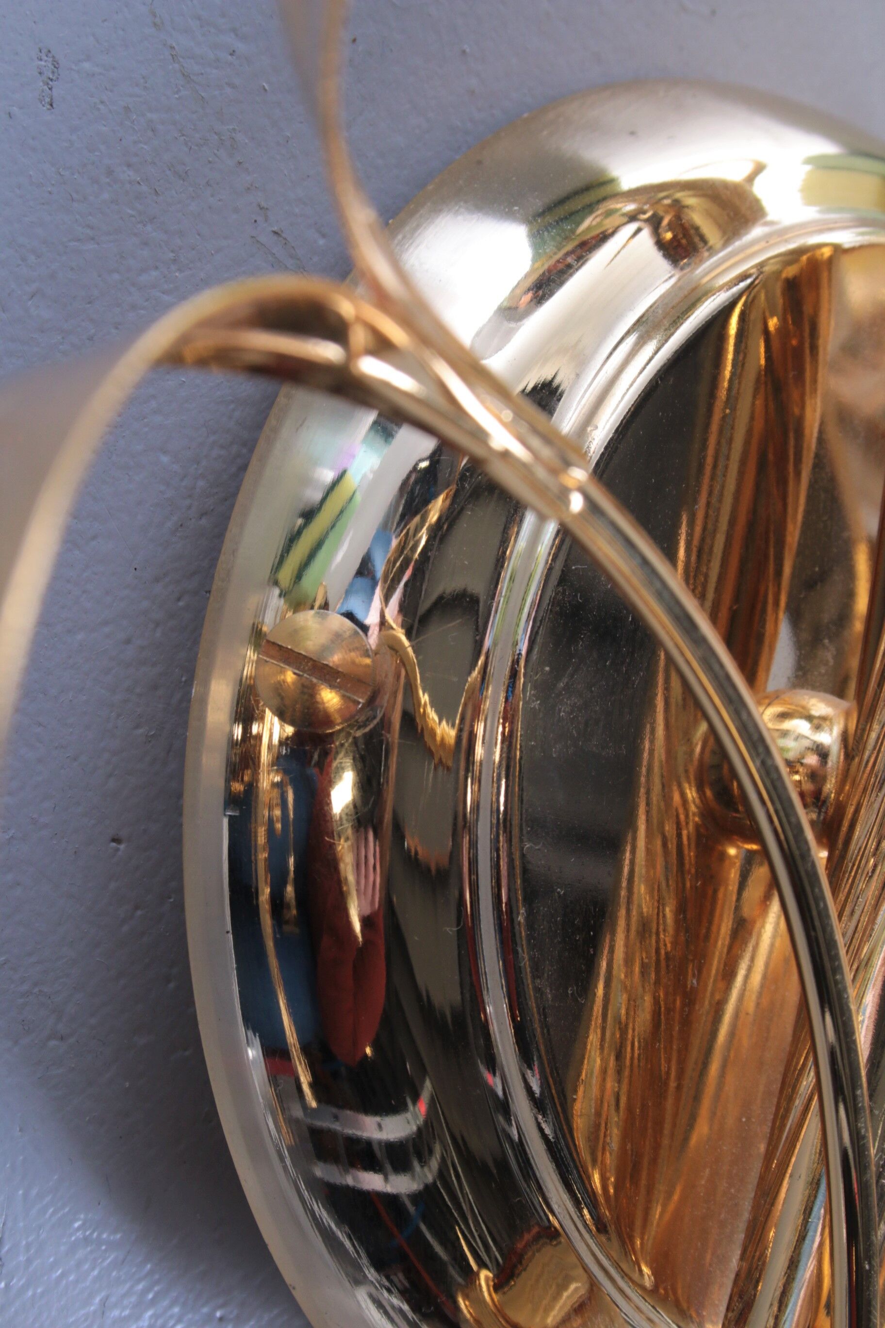 24 kt gold-plated tulip glass wall lamps Italian design 1970