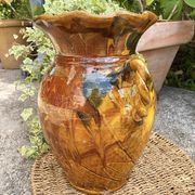 Ancient large vase in glazed speckled terracotta