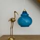 Vintage globe pendant light in blue opaline