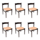 Vintage Set of Six Walnut Chairs by Gianfranco Frattini for Cassina with Stripe Patterned Orange Fab