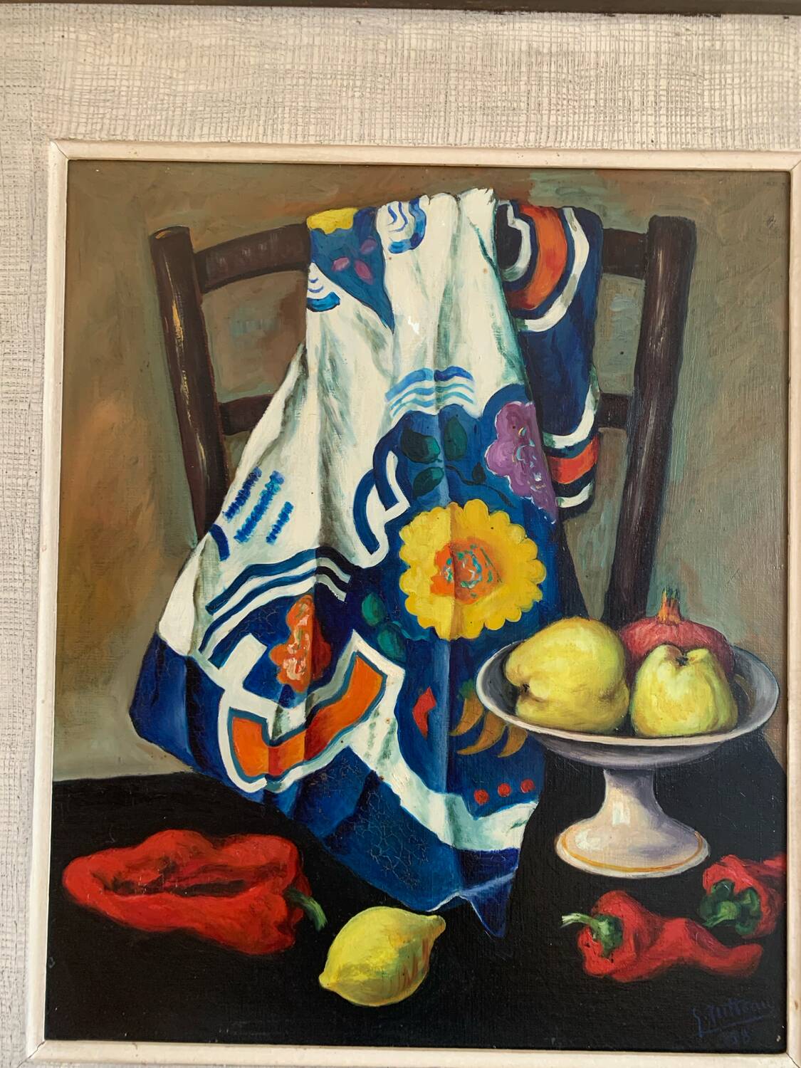 Oil on Canvas Still Life Gabriel Jutteau Vintage 1958