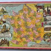 Patience game puzzle France by department Saussine antique