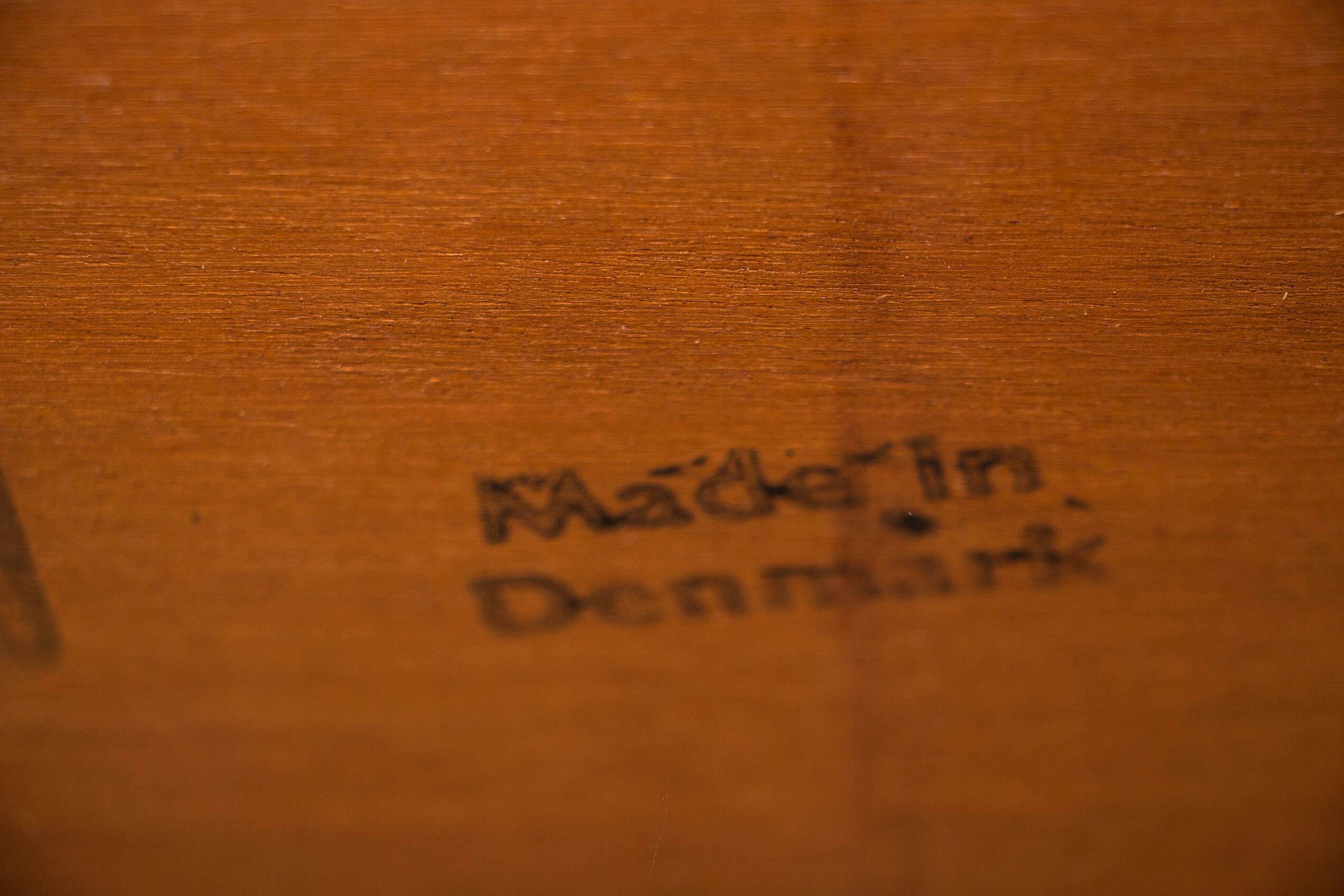 Danish coffee table in teak and rattan by KT Mobler 1960