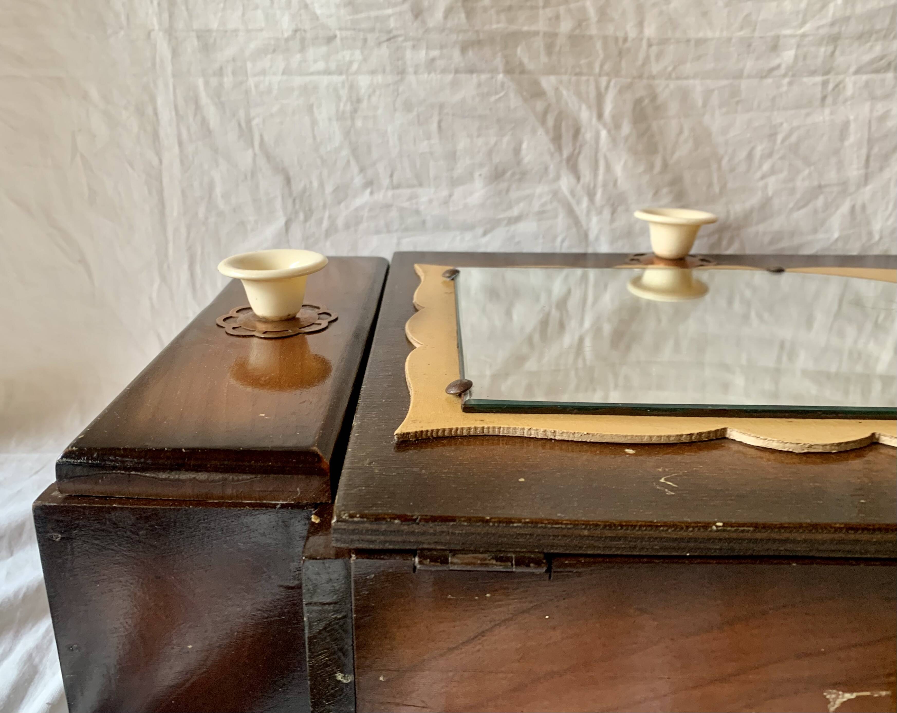 Small Art Deco wooden wall shelf