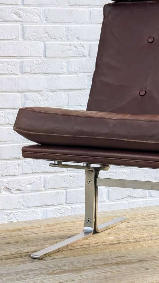 Unique piece - Danish chrome and leather armchair attributed to Poul Nørreklit