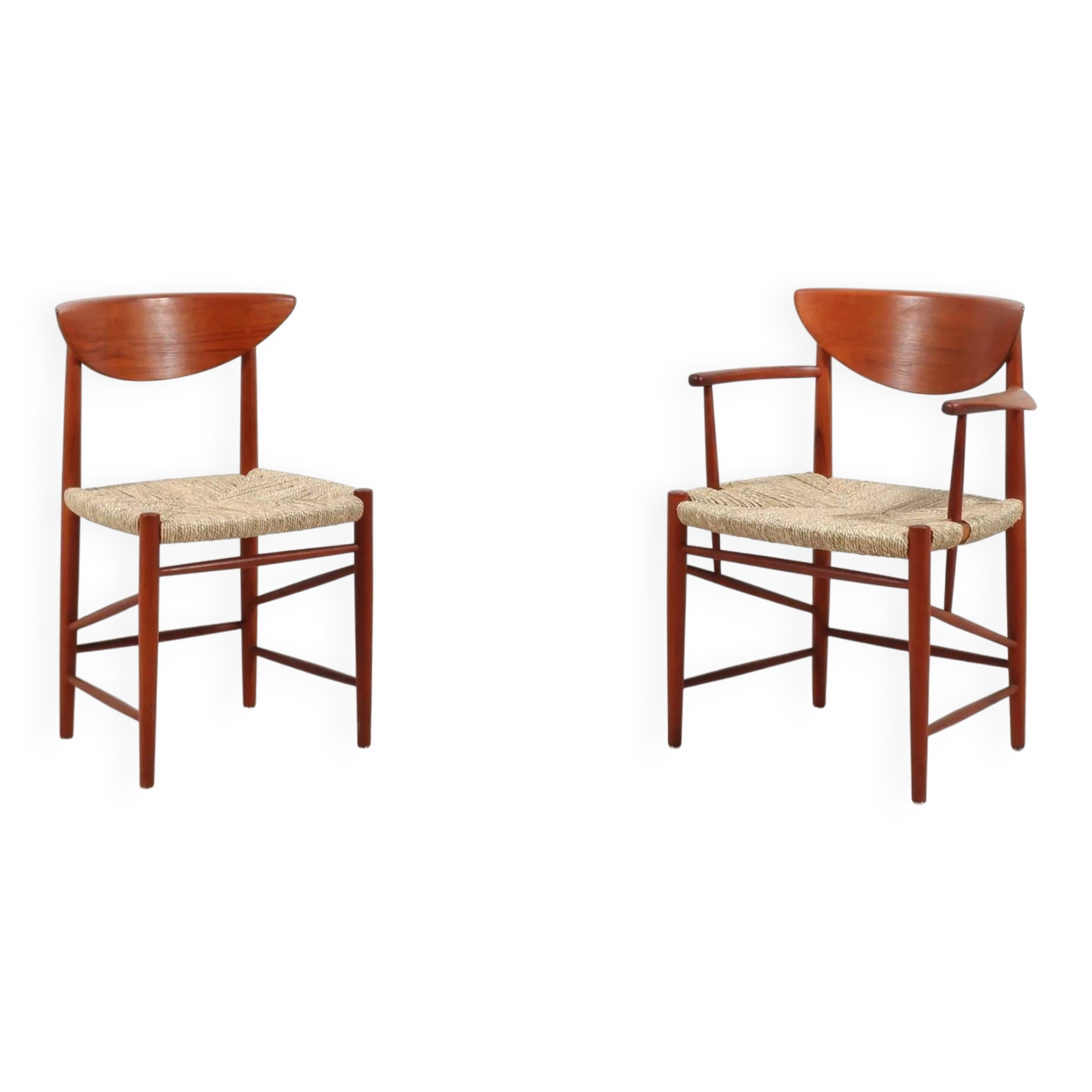 Set of model '317' & '316' by Hvidt & Molgaard-Nielsen for Søborg, fresh weaving