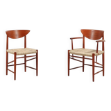 Set of model '317' & '316' by Hvidt & Molgaard-Nielsen for Søborg, fresh weaving