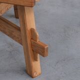 Brutalist oak mid-century triangular dining table