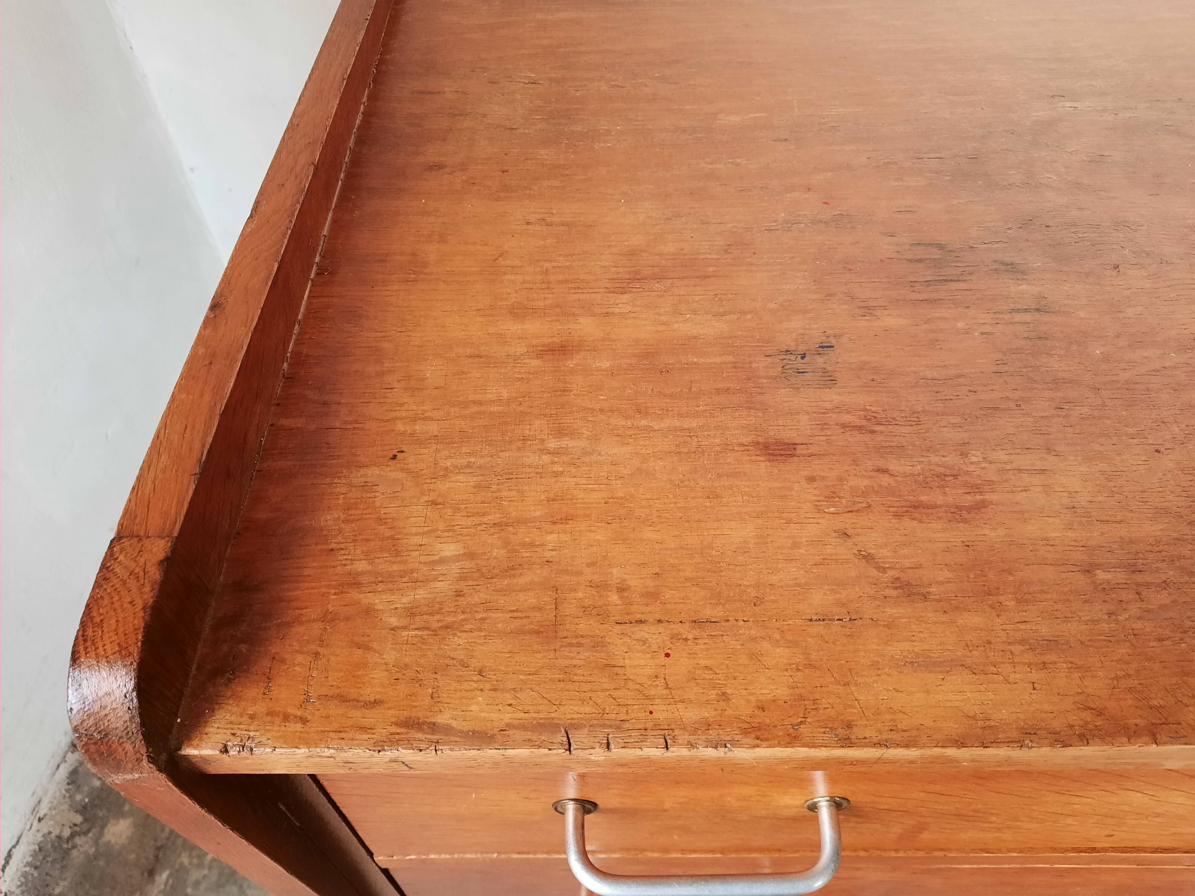 Oak chest of drawers with compass foot, vintage reconstruction