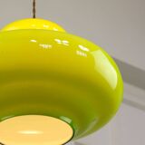 Mid-Century Italian Green Glass and Brass Pendant Lamp