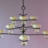 Skandinavien design twelve lights chandelier 1960's metal glass
