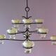 Skandinavien design twelve lights chandelier 1960's metal glass