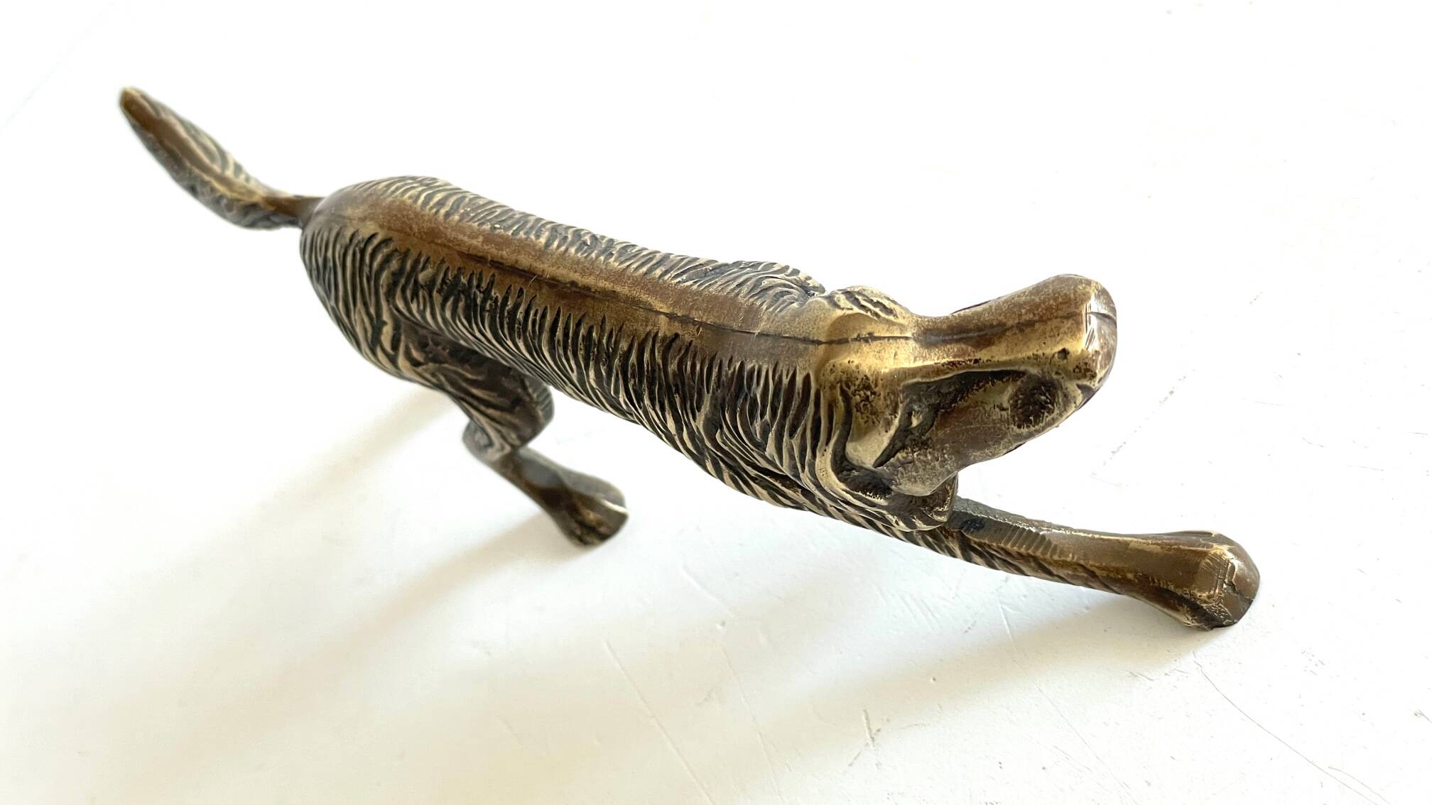 Vintage solid brass decorative dog