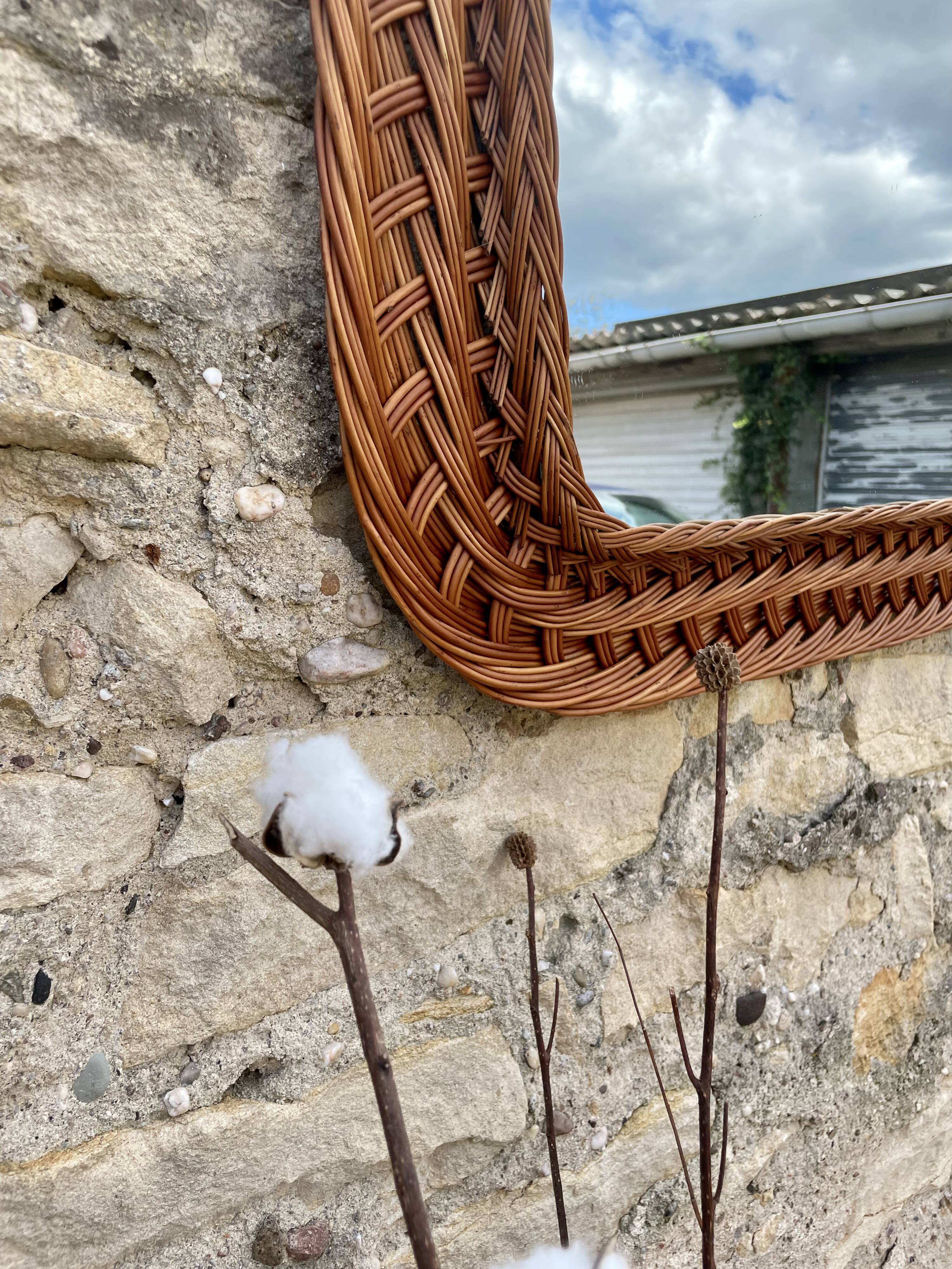 Vintage rattan mirror