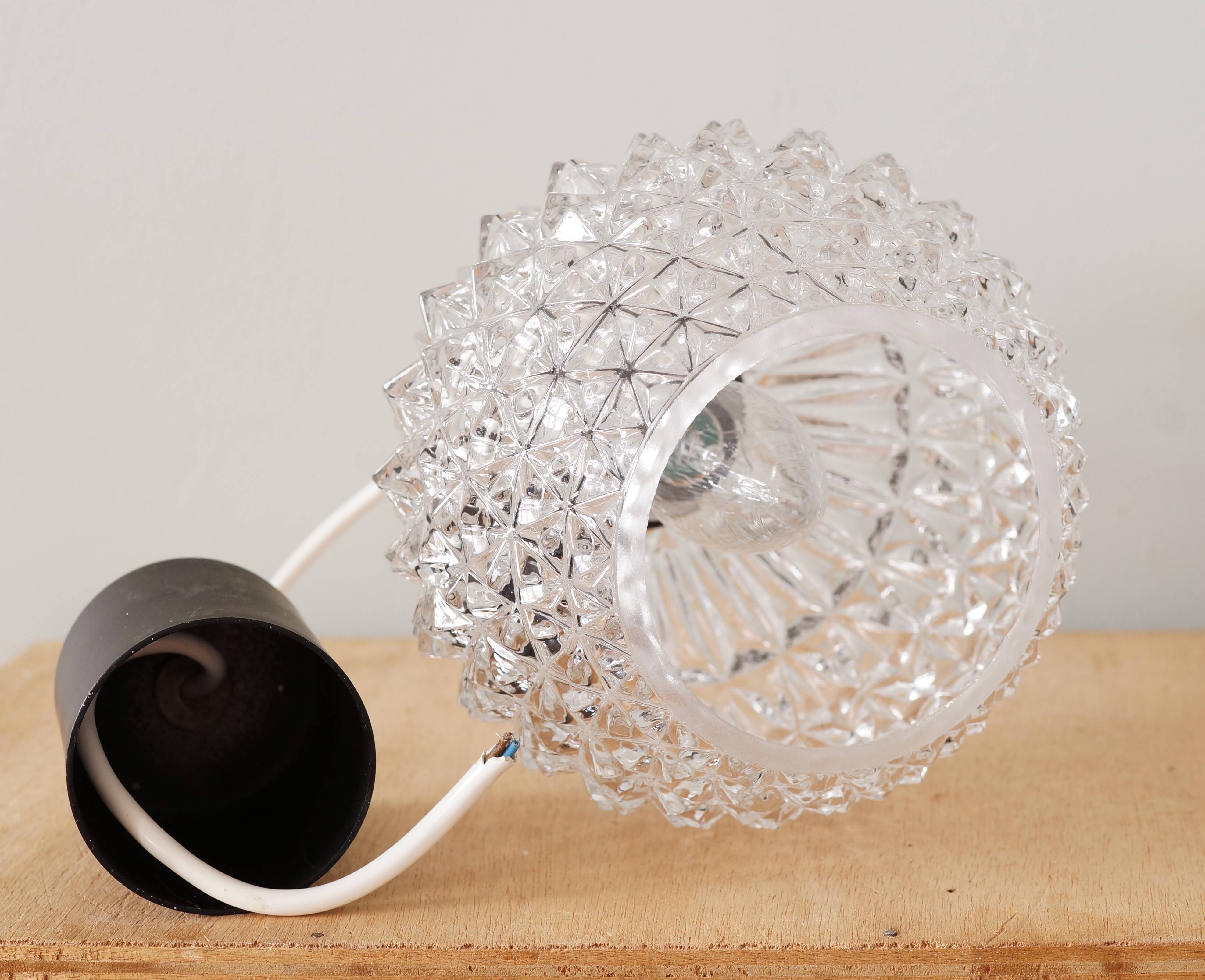 1950s molded glass pendant lamp
